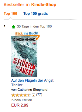 Jetzt doch noch:  “Auf den Flügeln der Angst” ist auf #1 der Amazon Kindle-Charts